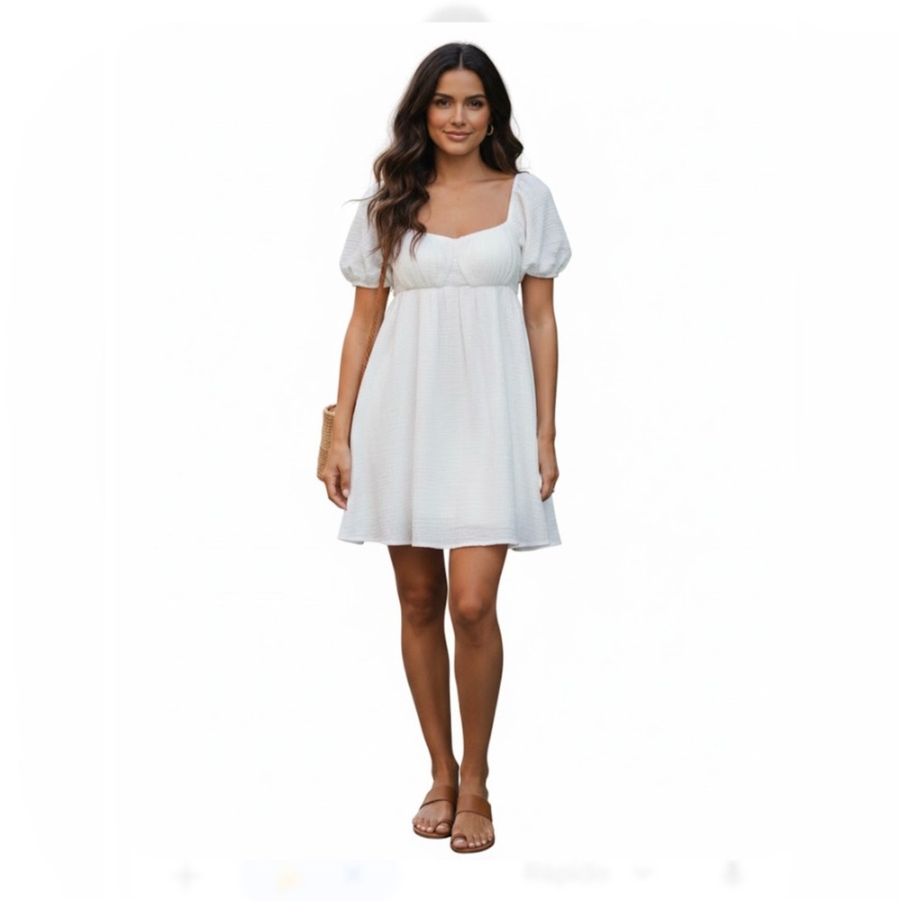 Princess Polly White Puff Sleeve Mini Dress